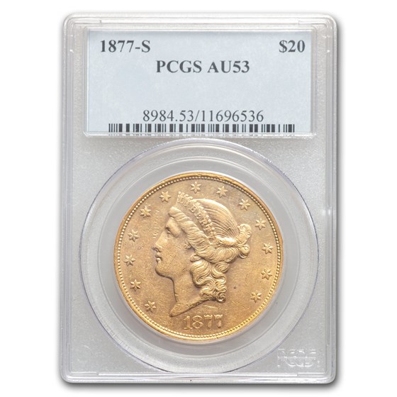 1877-S $20 Liberty Gold Double Eagle AU-53 PCGS 1877-S $20 Liberty Gold Double Eagle AU-53 PCGS