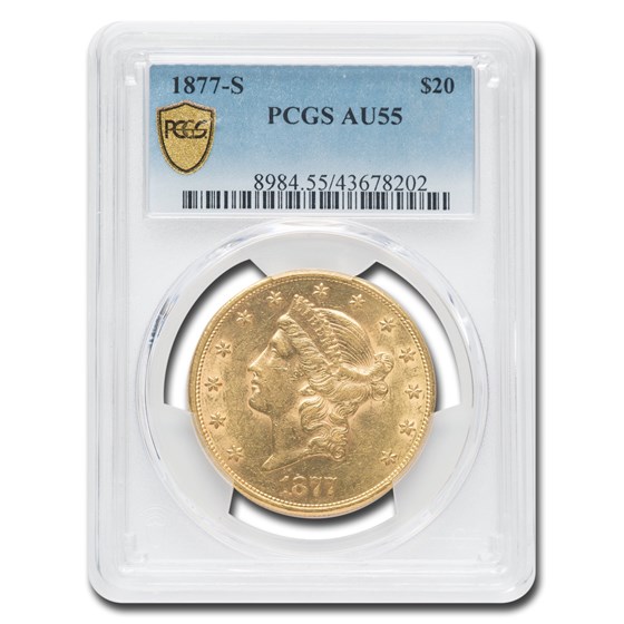 1877-S $20 Liberty Gold Double Eagle AU-55 PCGS 1877-S $20 Liberty Gold Double Eagle AU-55 PCGS