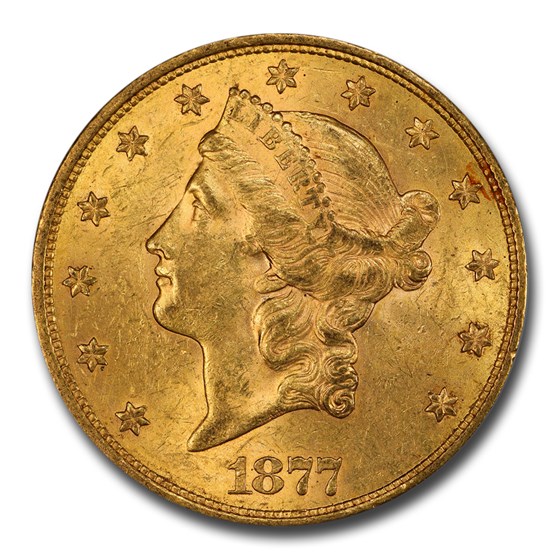1877-S $20 Liberty Gold Double Eagle AU-58 PCGS CAC 1877-S $20 Liberty Gold Double Eagle AU-58 PCGS CAC