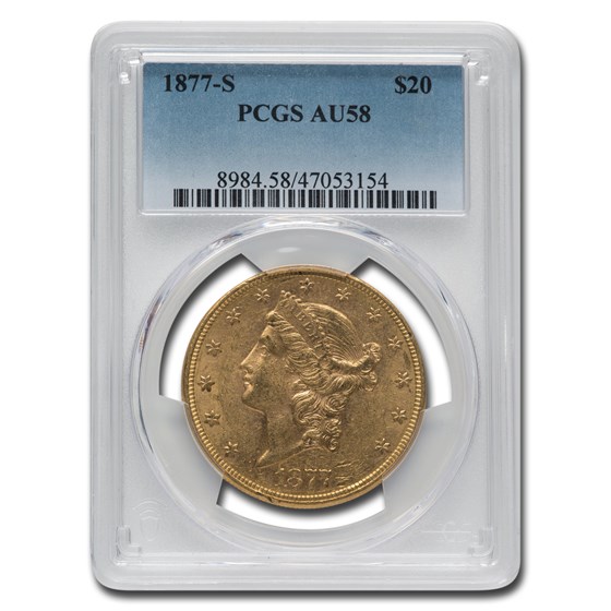 1877-S $20 Liberty Gold Double Eagle AU-58 PCGS 1877-S $20 Liberty Gold Double Eagle AU-58 PCGS
