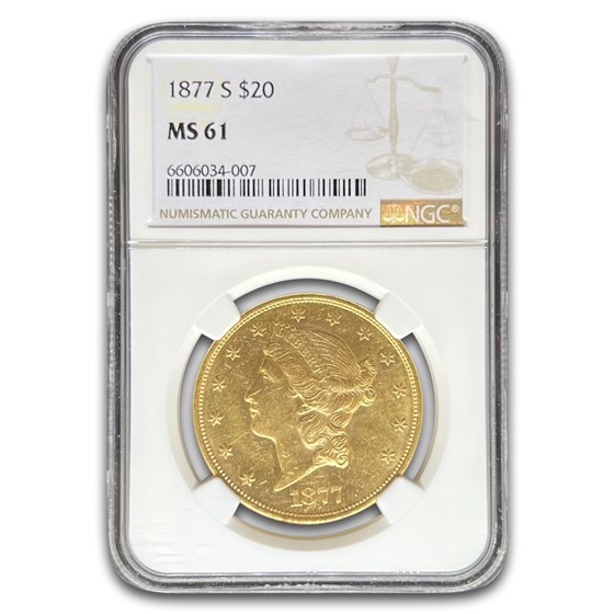 1877-S $20 Liberty Gold Double Eagle MS-61 NGC