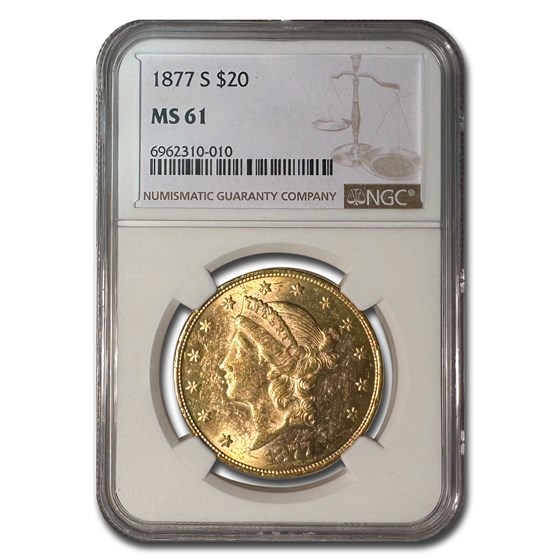 1877-S $20 Liberty Gold Double Eagle MS-61 NGC 1877-S $20 Liberty Gold Double Eagle MS-61 NGC