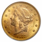 1877-S $20 Liberty Gold Double Eagle MS-61 PCGS