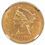 1877-S $5 Liberty Gold Half Eagle AU-55 NGC