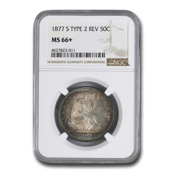 1877-S Liberty Seated Half Dollar MS-66+ NGC (Type-II Rev.) 1877-S Liberty Seated Half Dollar MS-66+ NGC (Type-II Rev.)