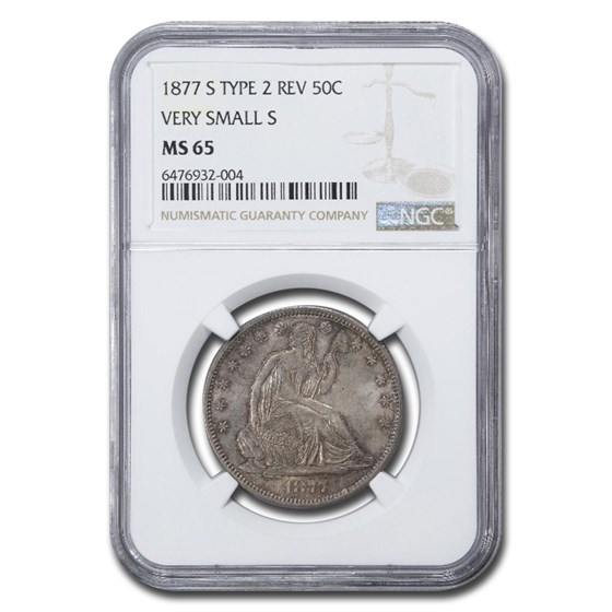 1877-S Liberty Seated Half Dollar Type-II MS-65 NGC (Small S)