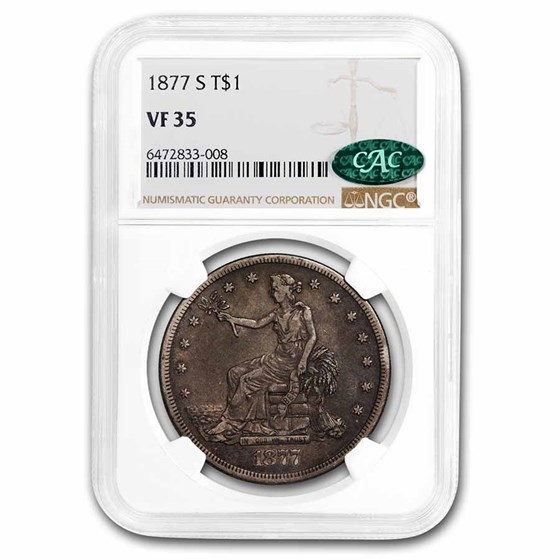 1877-S Trade Dollar VF-35 NGC CAC 1877-S Trade Dollar VF-35 NGC CAC