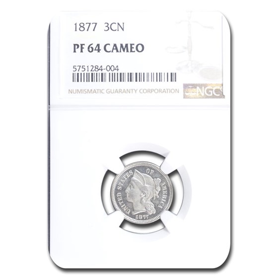 1877 Three Cent Nickel PF-64 Cameo NGC 1877 Three Cent Nickel PF-64 Cameo NGC