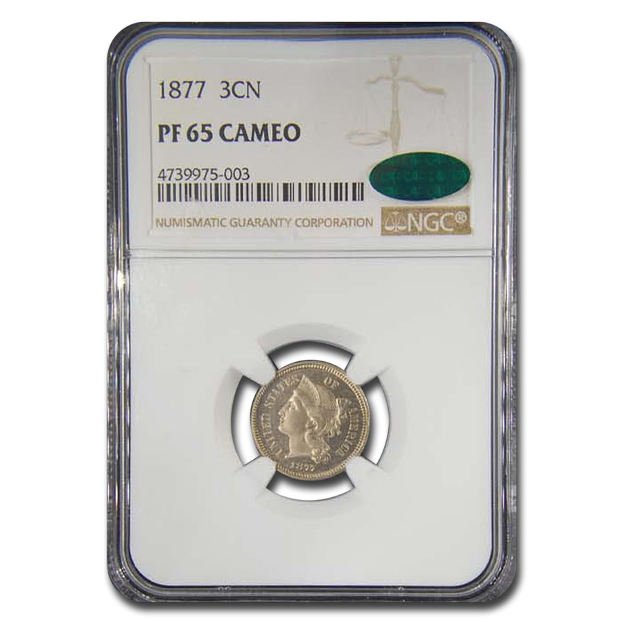 1877 Three Cent Nickel PF-65 Cameo NGC CAC