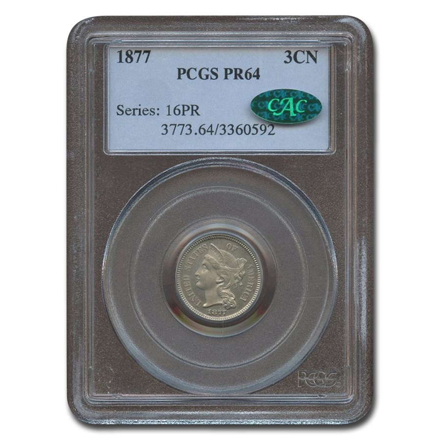 1877 Three Cent Nickel PR-64 PCGS CAC