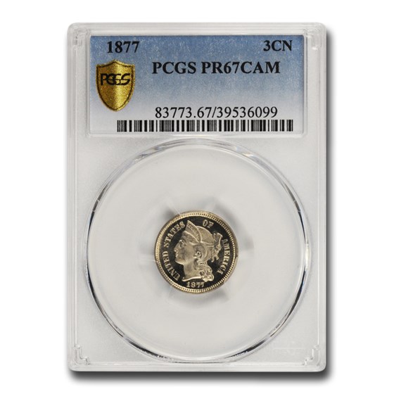 1877 Three Cent Nickel PR-67 Cameo PCGS 1877 Three Cent Nickel PR-67 Cameo PCGS