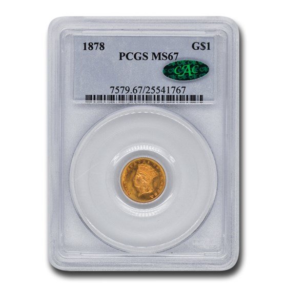 1878 $1.00 Indian Head Gold MS-67 PCGS CAC 1878 $1.00 Indian Head Gold MS-67 PCGS CAC