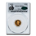 1878 $1 Indian Head Gold MS-66+ PCGS CAC