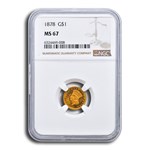 1878 $1 Indian Head Gold MS-67 NGC