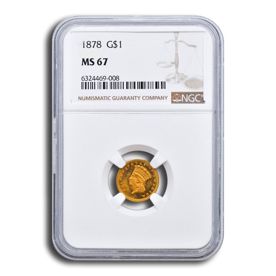 1878 $1 Indian Head Gold MS-67 NGC