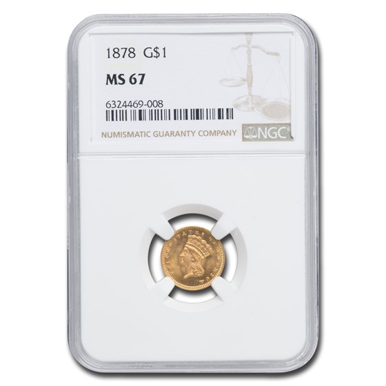 1878 $1 Indian Head Gold MS-67 NGC