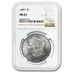 1878-1904 Morgan Dollars MS-63 NGC (5 Different Dates/Mints)