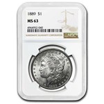 1878-1904 Morgan Dollars MS-63 NGC (5 Different Dates/Mints)