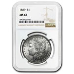 1878-1904 Morgan Dollars MS-63 NGC (5 Different Dates/Mints)