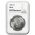 1878-1904 Morgan Dollars MS-64 NGC (5 Different Dates/Mints)