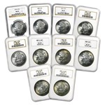 1878-1904 Morgan Dollars MS-65 NGC (10 Different Dates/Mints)