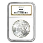 1878-1904 Morgan Dollars MS-65 NGC (5 Different Dates/Mints)