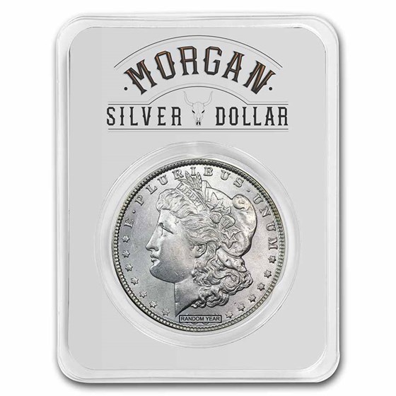 1878-1904 Morgan Silver Dollar Long Horn Card BU