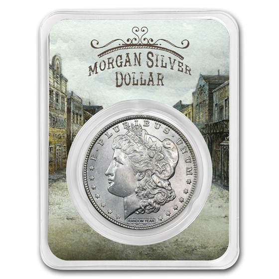 1878-1904 Morgan Silver Dollar Old Town Card BU (Random Year) 1878-1904 Morgan Silver Dollar Old Town Card BU (Random Year)