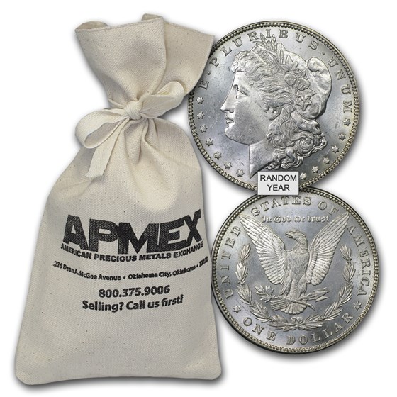 1878-1904 Morgan Silver Dollars 100-Coin Bag BU