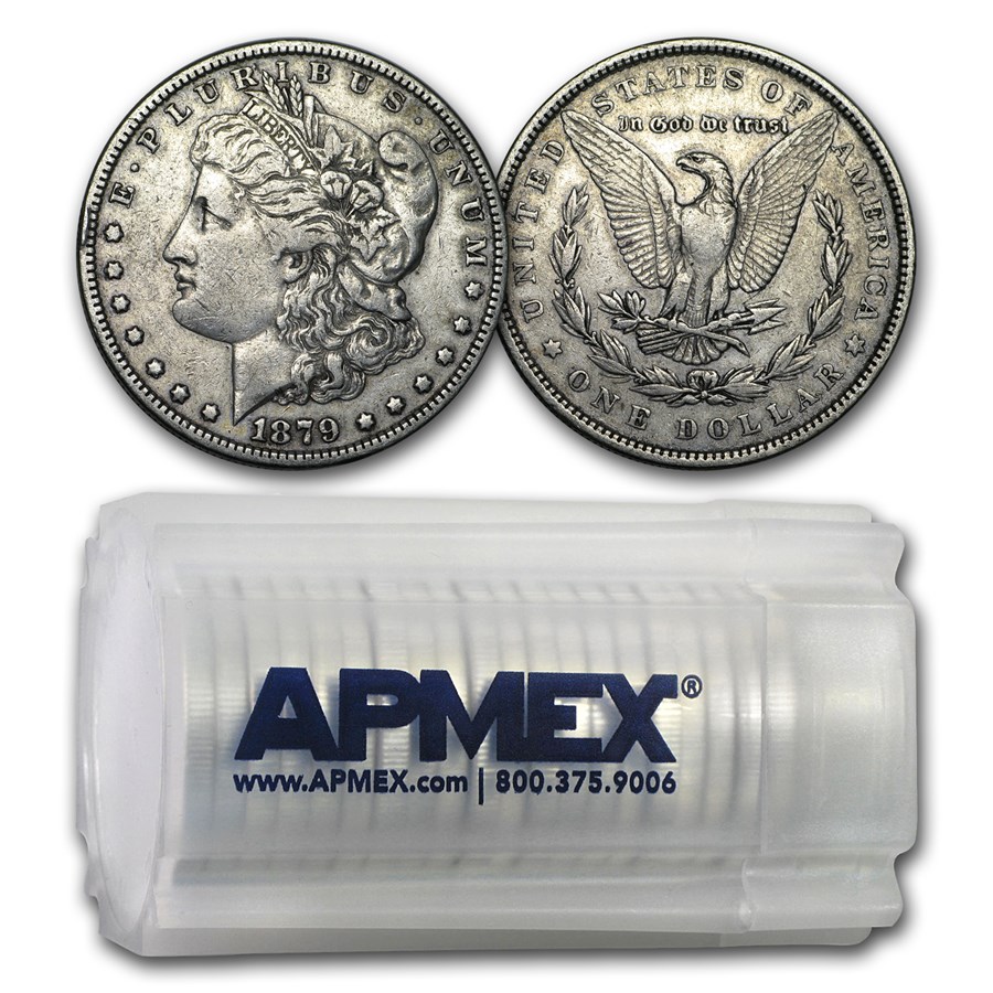 1878-1904 Morgan Silver Dollars 20-Count Roll VG-VF (Cleaned)