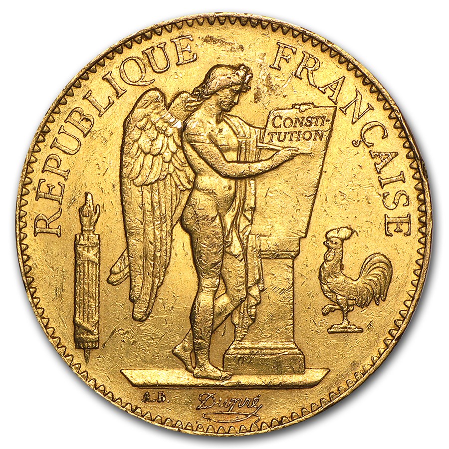 1878-1914 France Gold 100 Francs Lucky Angel (Avg Circ)