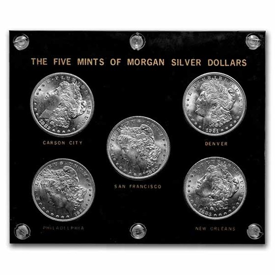 1878-1921 5-Coin Morgan Dollar Mint Mark Set BU (Capital Plastic) 1878-1921 5-Coin Morgan Dollar Mint Mark Set BU (Capital Plastic)