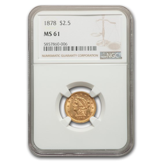 1878 $2.50 Liberty Gold Quarter Eagle MS-61 NGC 1878 $2.50 Liberty Gold Quarter Eagle MS-61 NGC