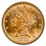 1878 $2.50 Liberty Gold Quarter Eagle MS-63 NGC