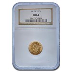 1878 $2.50 Liberty Gold Quarter Eagle MS-64 NGC