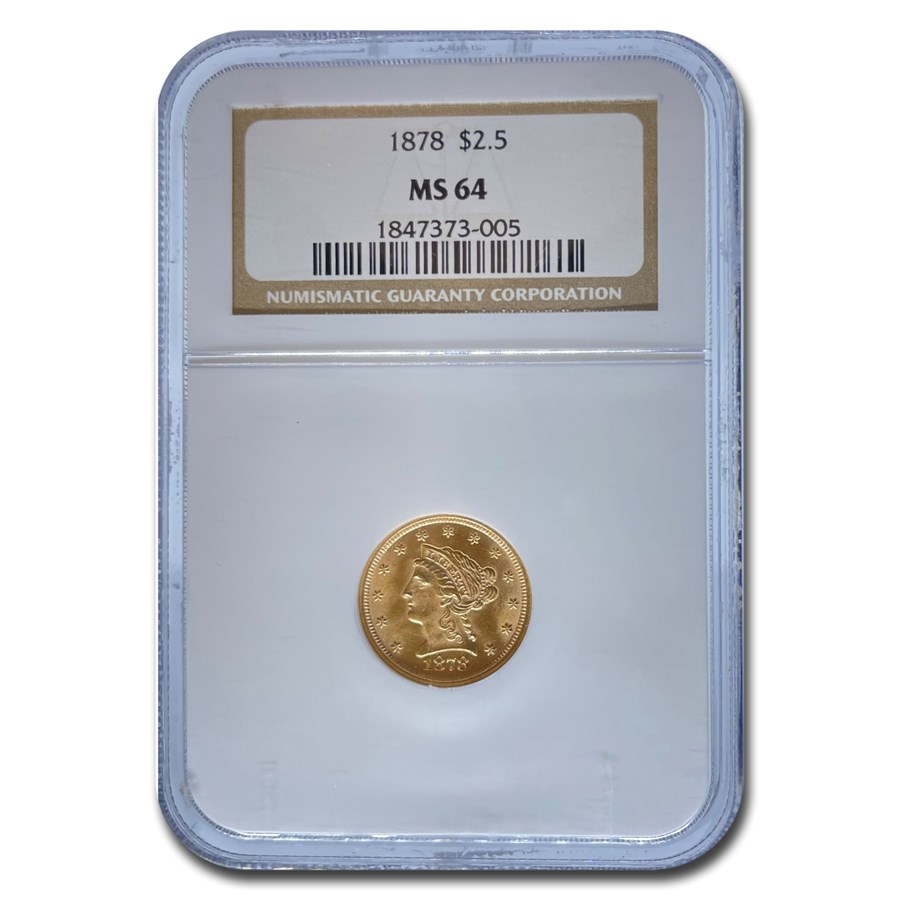 1878 $2.50 Liberty Gold Quarter Eagle MS-64 NGC