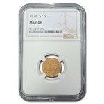 1878 $2.50 Liberty Gold Quarter Eagle MS-64+ NGC