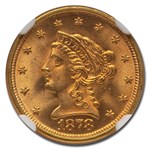1878 $2.50 Liberty Gold Quarter Eagle MS-66 NGC