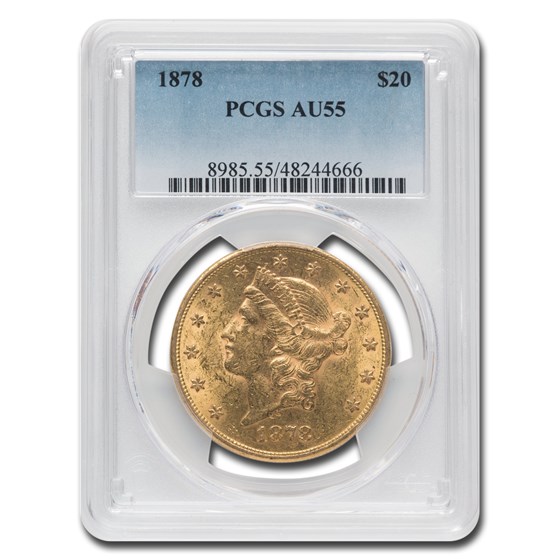 1878 $20 Liberty Gold Double Eagle AU-55 PCGS