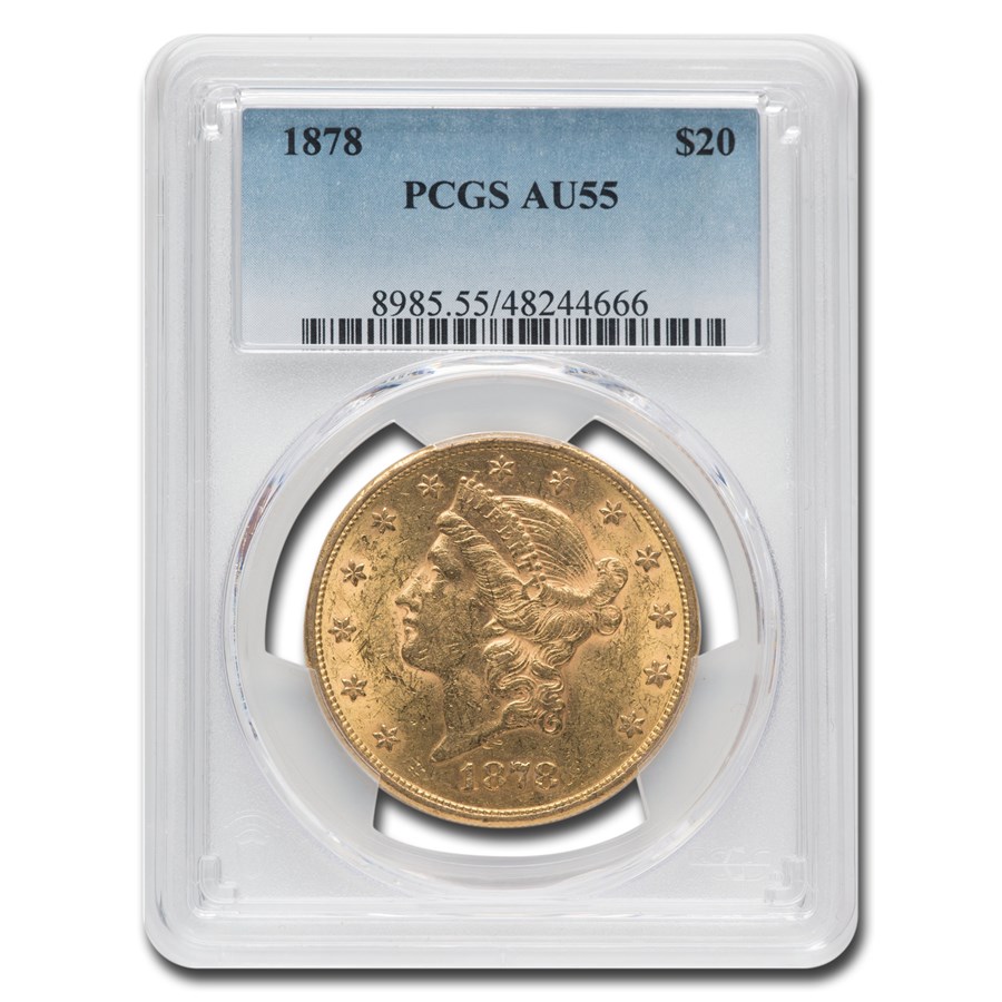 1878 $20 Liberty Gold Double Eagle AU-55 PCGS