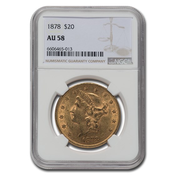 1878 $20 Liberty Gold Double Eagle AU-58 NGC 1878 $20 Liberty Gold Double Eagle AU-58 NGC