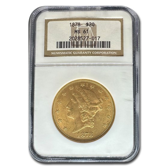 1878 $20 Liberty Gold Double Eagle MS-61 NGC 1878 $20 Liberty Gold Double Eagle MS-61 NGC