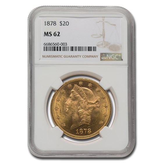 1878 $20 Liberty Gold Double Eagle MS-62 NGC 1878 $20 Liberty Gold Double Eagle MS-62 NGC