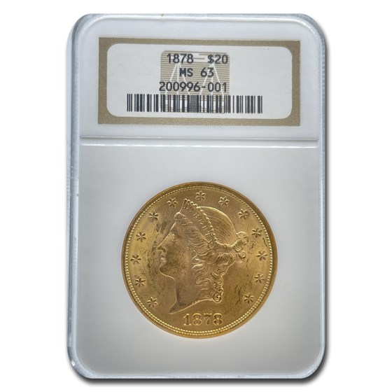 1878 $20 Liberty Gold Double Eagle MS-63 NGC