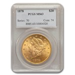 1878 $20 Liberty Gold Double Eagle MS-63 PCGS