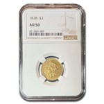 1878 $3 Gold Princess AU-50 NGC