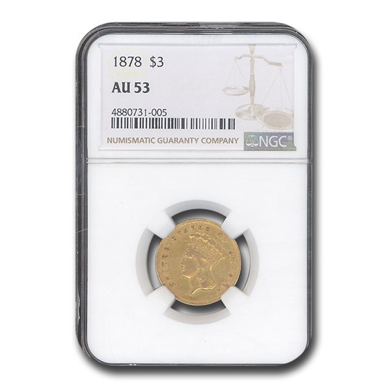 1878 $3 Gold Princess AU-53 NGC
