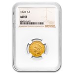 1878 $3 Gold Princess AU-55 NGC