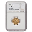 1878 $3 Gold Princess AU-58 NGC