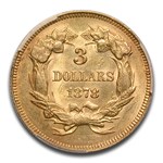 1878 $3 Gold Princess AU-58 PCGS CAC